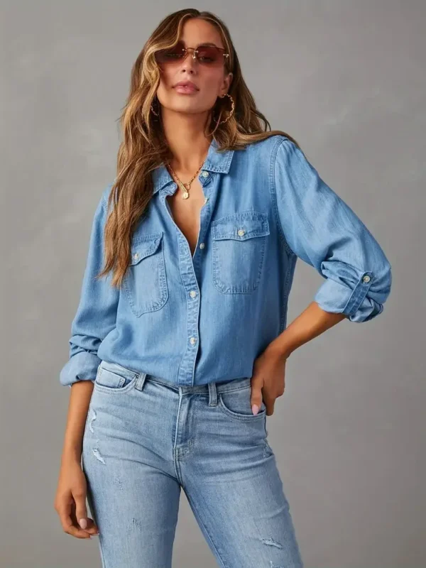 Classic Denim Shirt – Long Sleeve - Image 2