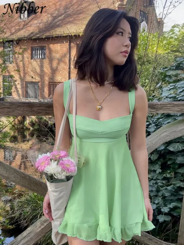 Summer Green A-Line Mini Dress - Image 2