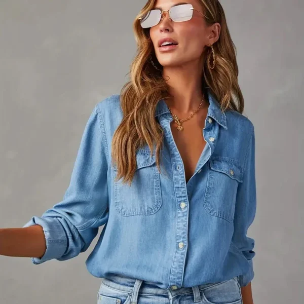 Classic Denim Shirt – Long Sleeve - Image 7