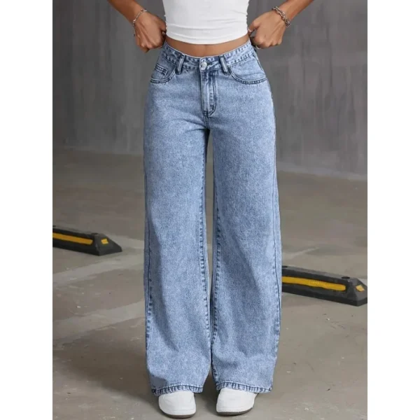 Vintage Wide Leg Jeans with Bow Detail - Image 3